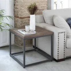 Banak Irune Table d'appoint en bois massif et métal