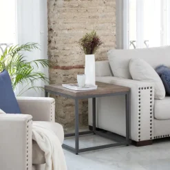 Banak Irune Table d'appoint en bois massif et métal