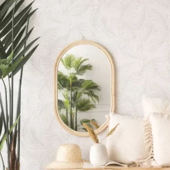 Banak Isna Miroir mural en rotin naturel
