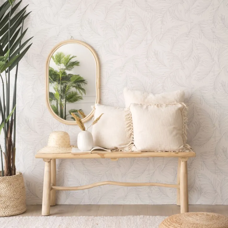 Banak Isna Miroir mural en rotin naturel