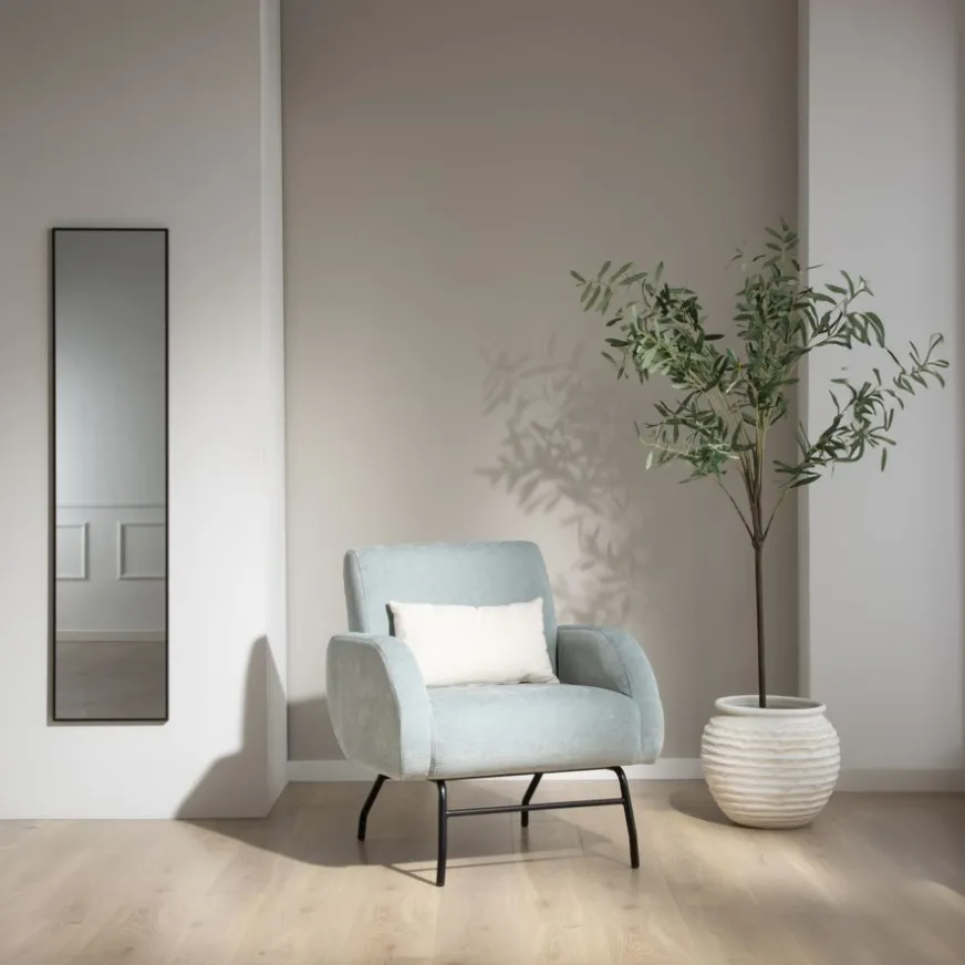 Banak Jenn Fauteuil bleu turquoise avec pieds en métal