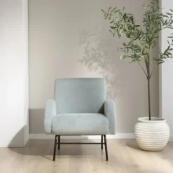 Banak Jenn Fauteuil bleu turquoise avec pieds en métal