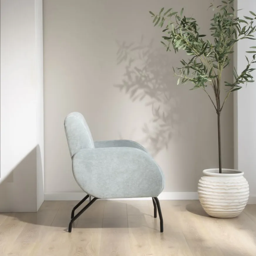 Banak Jenn Fauteuil bleu turquoise avec pieds en métal