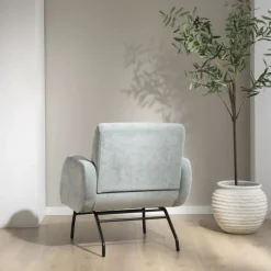 Banak Jenn Fauteuil bleu turquoise avec pieds en métal