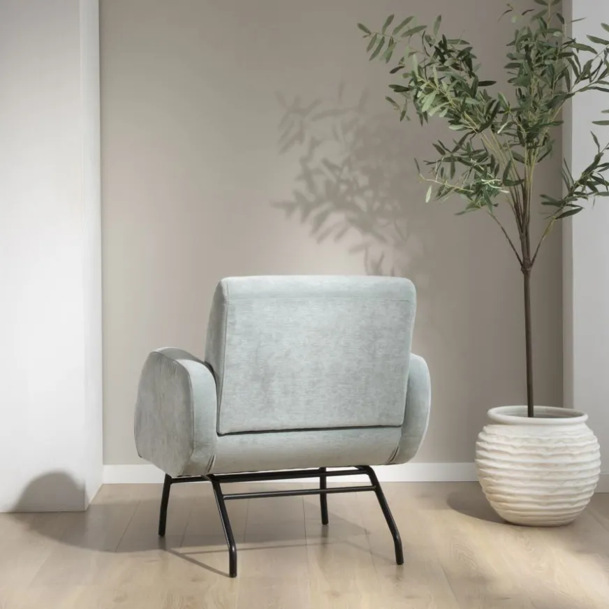 Banak Jenn Fauteuil bleu turquoise avec pieds en métal