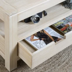 Banak Jil Table basse relevable en bois couleur naturelle