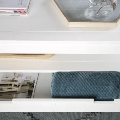 Banak Jil Table basse relevable en bois laqué blanc