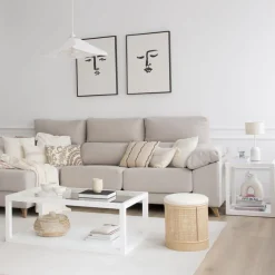 Banak Juliet Table basse en bois et verre laqué en blanc