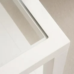 Banak Juliet Table basse en bois et verre laqué en blanc