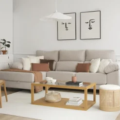 Banak Juliet Table basse en bois et verre couleur chêne naturel