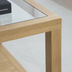 Banak Juliet Table basse en bois et verre couleur chêne naturel