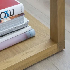 Banak Juliet Table d'appoint en bois et verre couleur chêne naturel