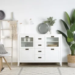 Banak Kehra Buffet étroit laqué blanc