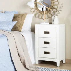 Banak Kehra Table de chevet laqué en blanc