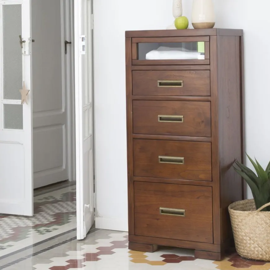 Banak Kenia Commode en bois de teck en couleur