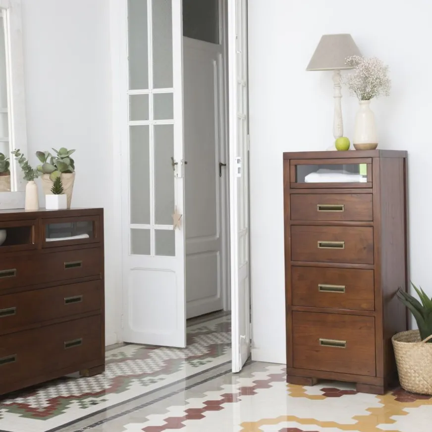 Banak Kenia Commode en bois de teck en couleur