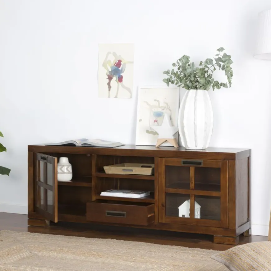 Banak Kenia Meuble tv en bois couleur teck