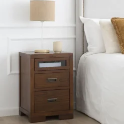 Banak Kenia Table de nuit en bois couleur teck