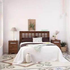 Banak Kenia Tête de lit en bois massif pour lit de 150 et 160 couleur teck