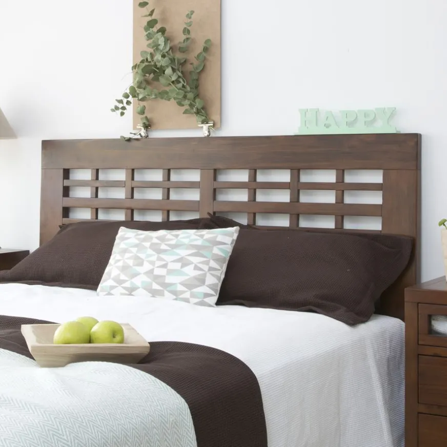 Banak Kenia Tête de lit en bois massif pour lit de 150 et 160 couleur teck