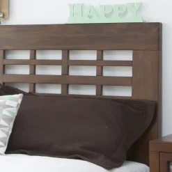 Banak Kenia Tête de lit en bois massif pour lit de 150 et 160 couleur teck