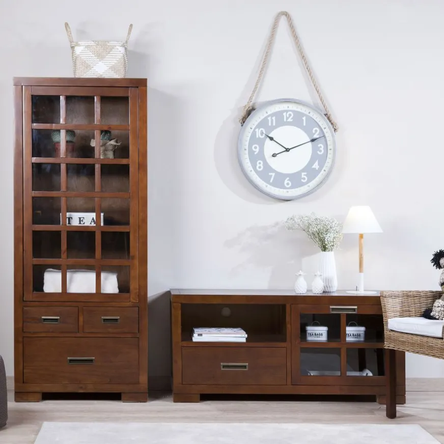 Banak Kenia Vitrine individuelle en bois de couleur teck