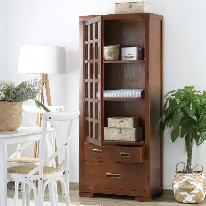 Banak Kenia Vitrine individuelle en bois de couleur teck