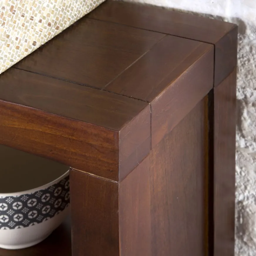 Banak Kenia Vitrine étroite en bois de teck de 145 cm