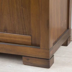 Banak Kenia Vitrine étroite en bois de teck de 145 cm