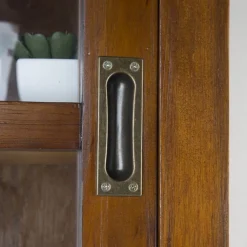 Banak Kenia Vitrine étroite en bois de teck de 145 cm