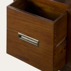 Banak Kenia Vitrine étroite en bois de teck de 145 cm