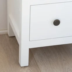 Banak Khai Table de chevet étroite en bois laqué blanc