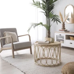 Banak Kiev Table d'appoint en rotin naturel