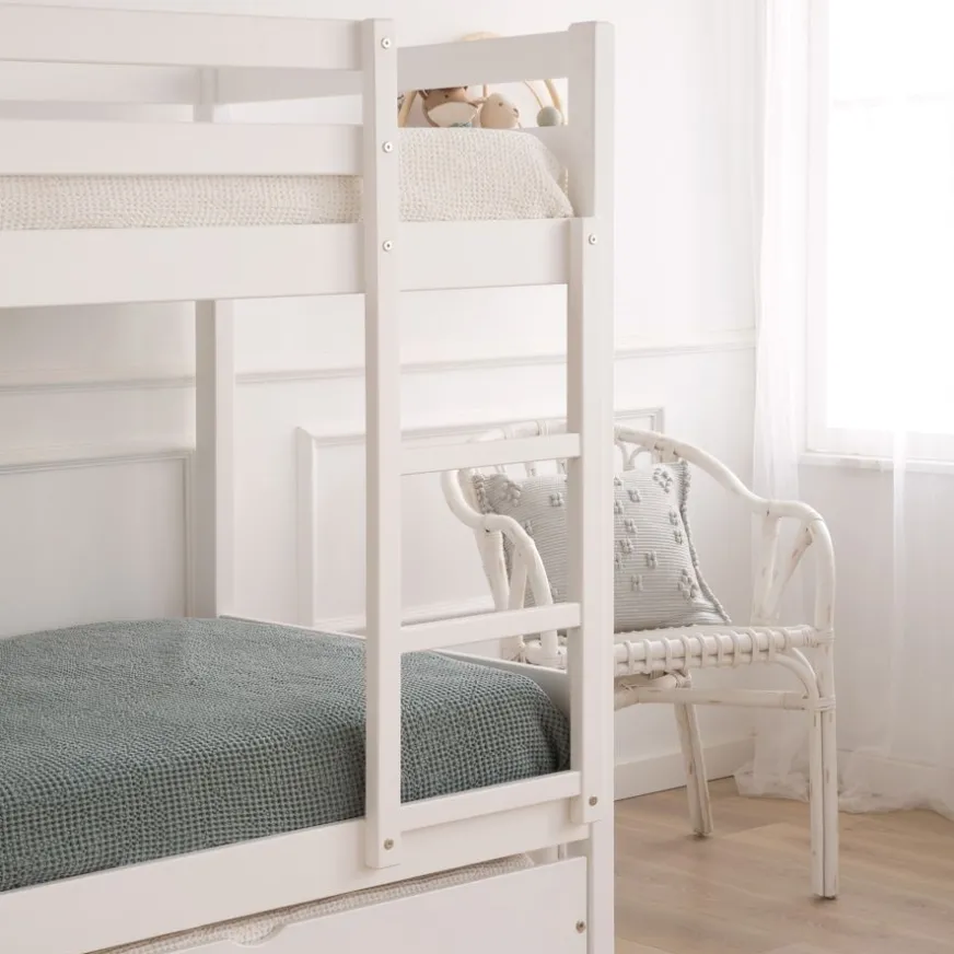 Enfant Banak Kivu Lit avec lit gigogne laqué blanc pour matelas 90x190