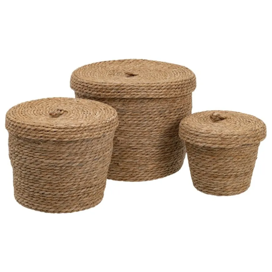 Banak Kokas Ensemble de 3 boîtes en fibre naturelle
