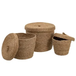 Banak Kokas Ensemble de 3 boîtes en fibre naturelle