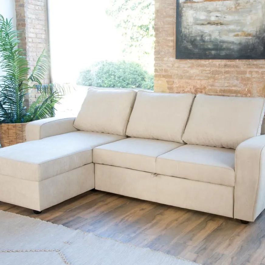 Banak Kubor Canapé-lit d'angle réversible 3 places beige