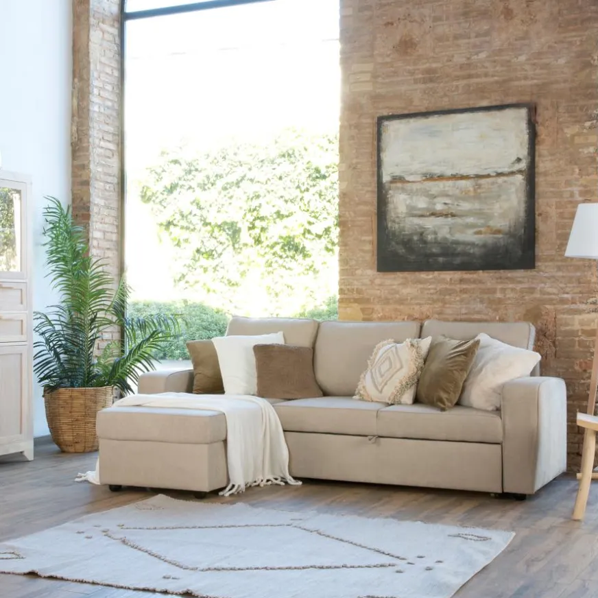 Banak Kubor Canapé-lit d'angle réversible 3 places beige