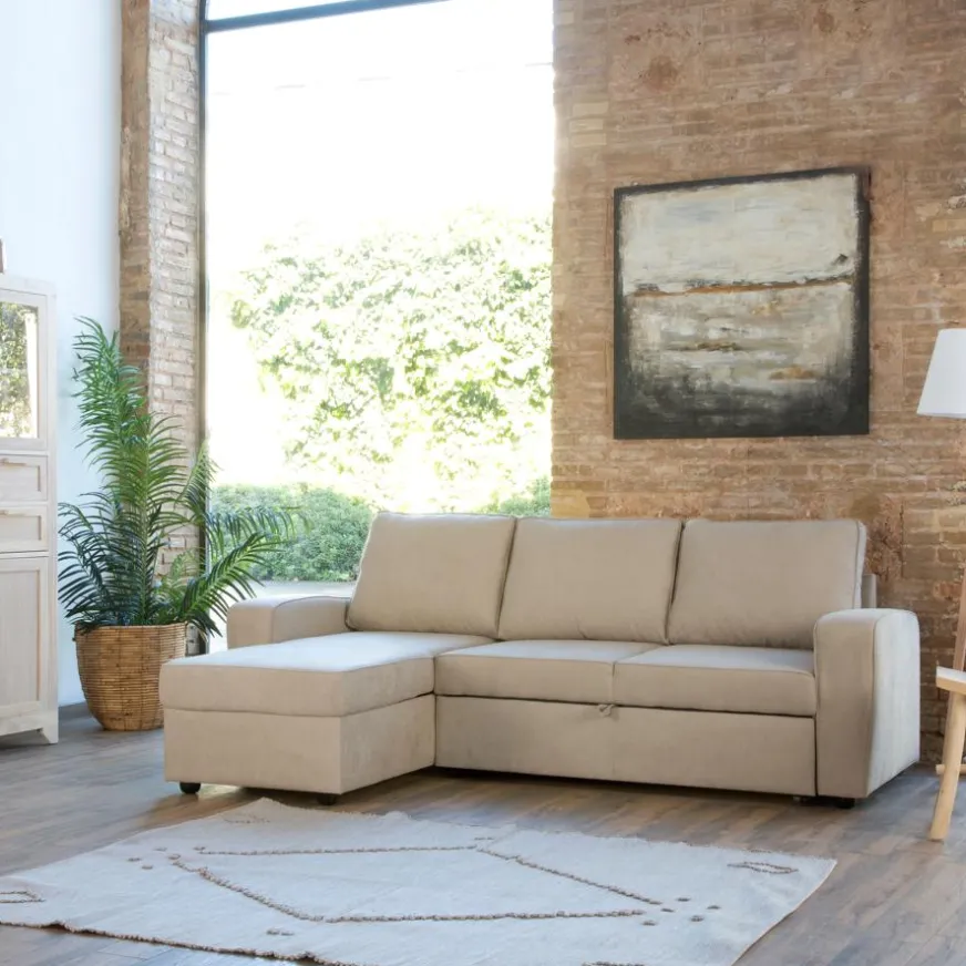 Banak Kubor Canapé-lit d'angle réversible 3 places beige