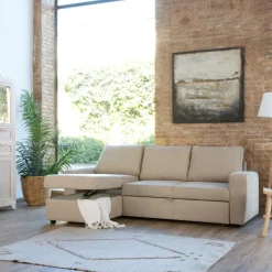 Banak Kubor Canapé-lit d'angle réversible 3 places beige