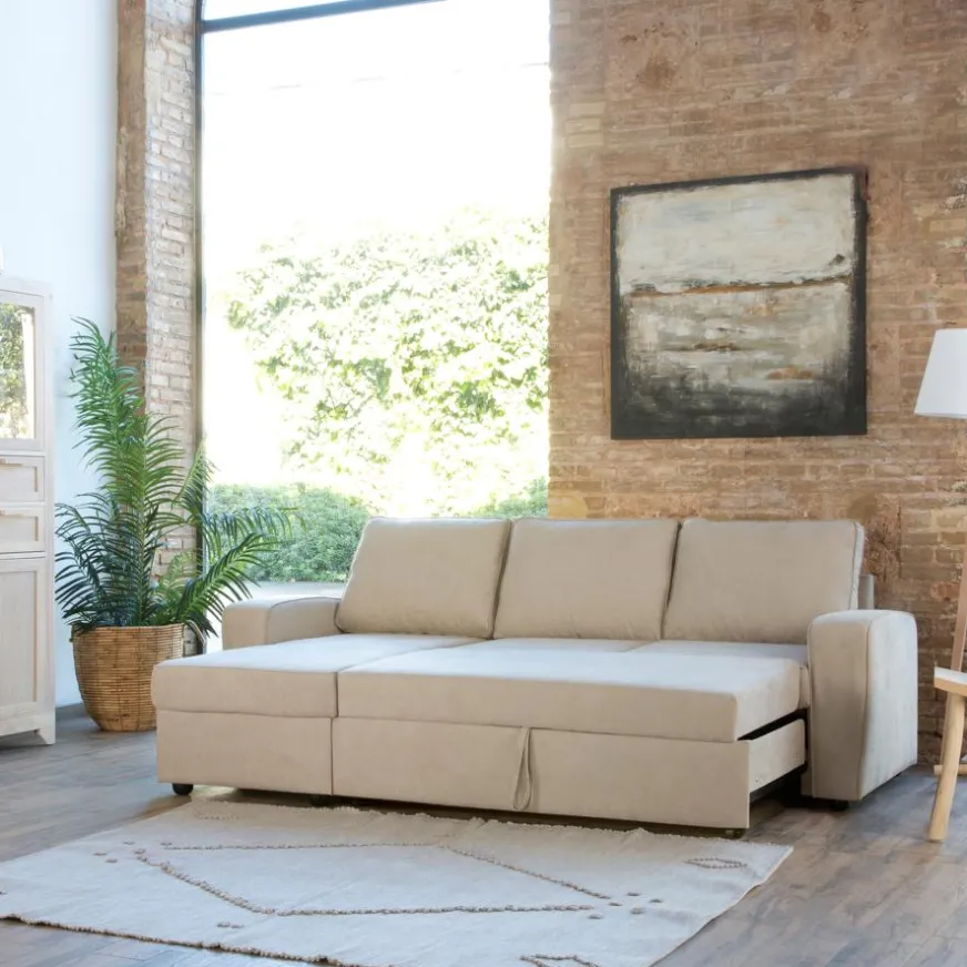 Banak Kubor Canapé-lit d'angle réversible 3 places beige