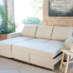 Banak Kubor Canapé-lit d'angle réversible 3 places beige