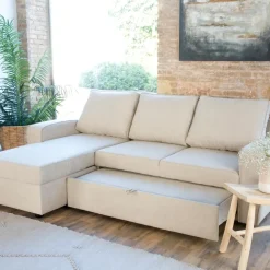 Banak Kubor Canapé-lit d'angle réversible 3 places beige