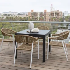 Banak Kunes Table de jardin extensible carrée 90/180 en aluminium