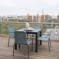 Banak Kunes Table de jardin extensible carrée 90/180 en aluminium