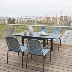 Banak Kunes Table de jardin extensible carrée 90/180 en aluminium