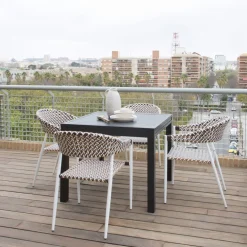 Banak Kunes Table de jardin extensible carrée 90/180 en aluminium