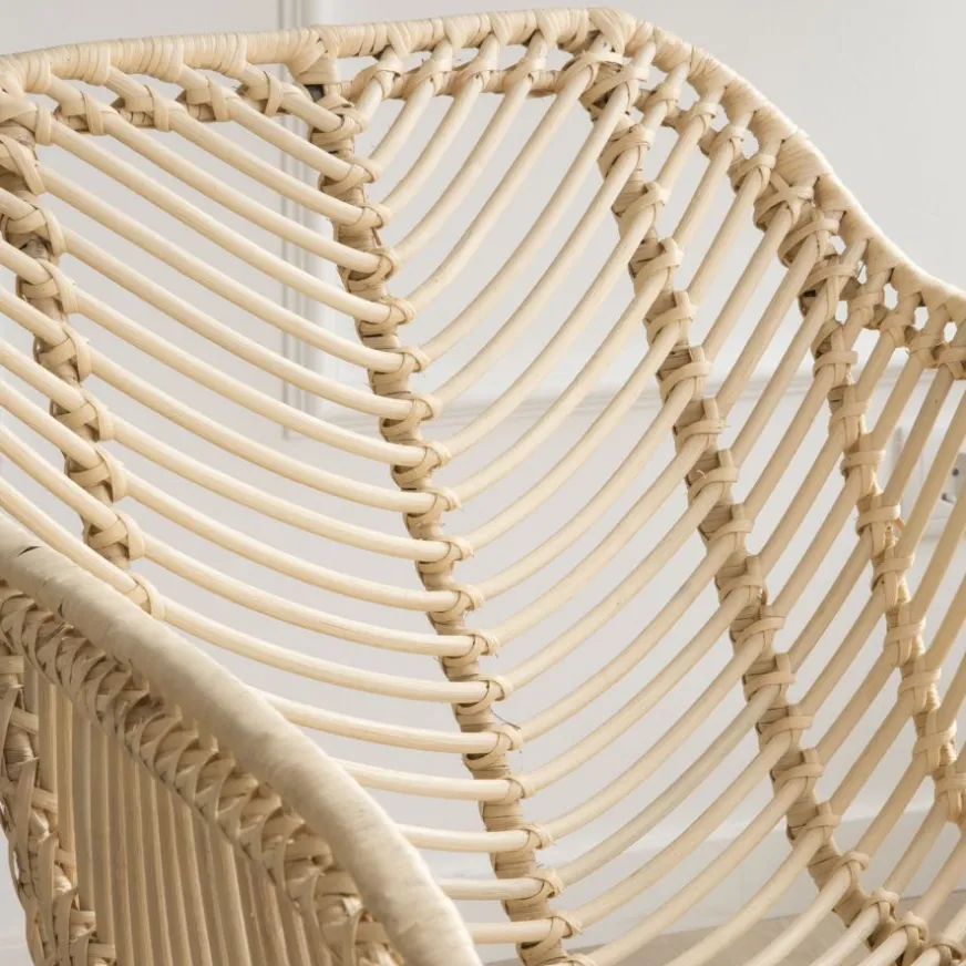 Banak Lack Chaise en rotin naturel et métal