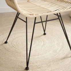 Banak Lack Chaise en rotin naturel et métal