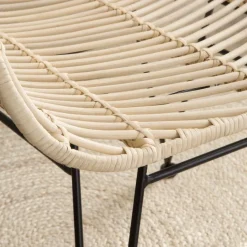 Banak Lack Chaise en rotin naturel et métal